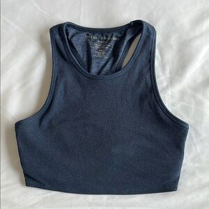 Threads 4 Thought Blue Ribbed Cropped Tank Sports Bra NWOT Navy Blue Size Small